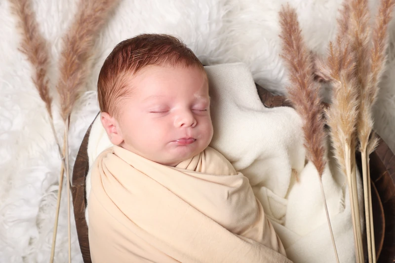 Nouveau-né emmailloté lors d’une séance photo naissance à Lyon